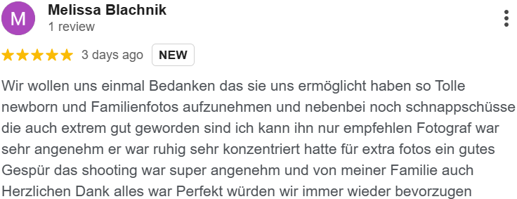 Bewertung 5 Sterne Google